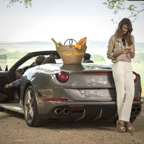 Veuve Clicquot Shopping Bag Market Basket with brown Leather-Handles - Picture 2 of 2